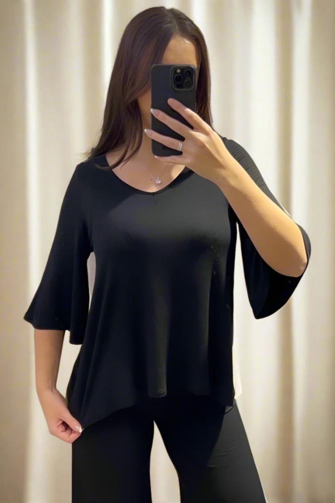 Bamboo flared blouse - Black