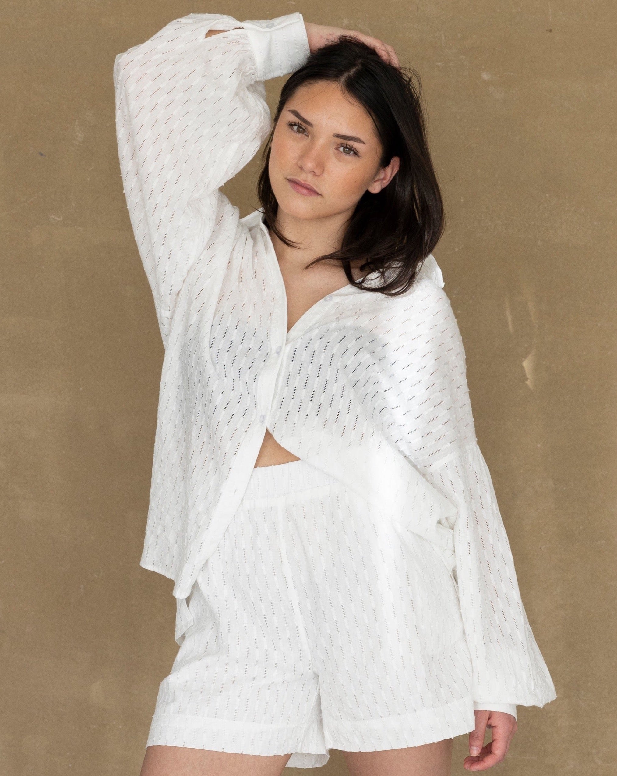 Airy lace shirt - White