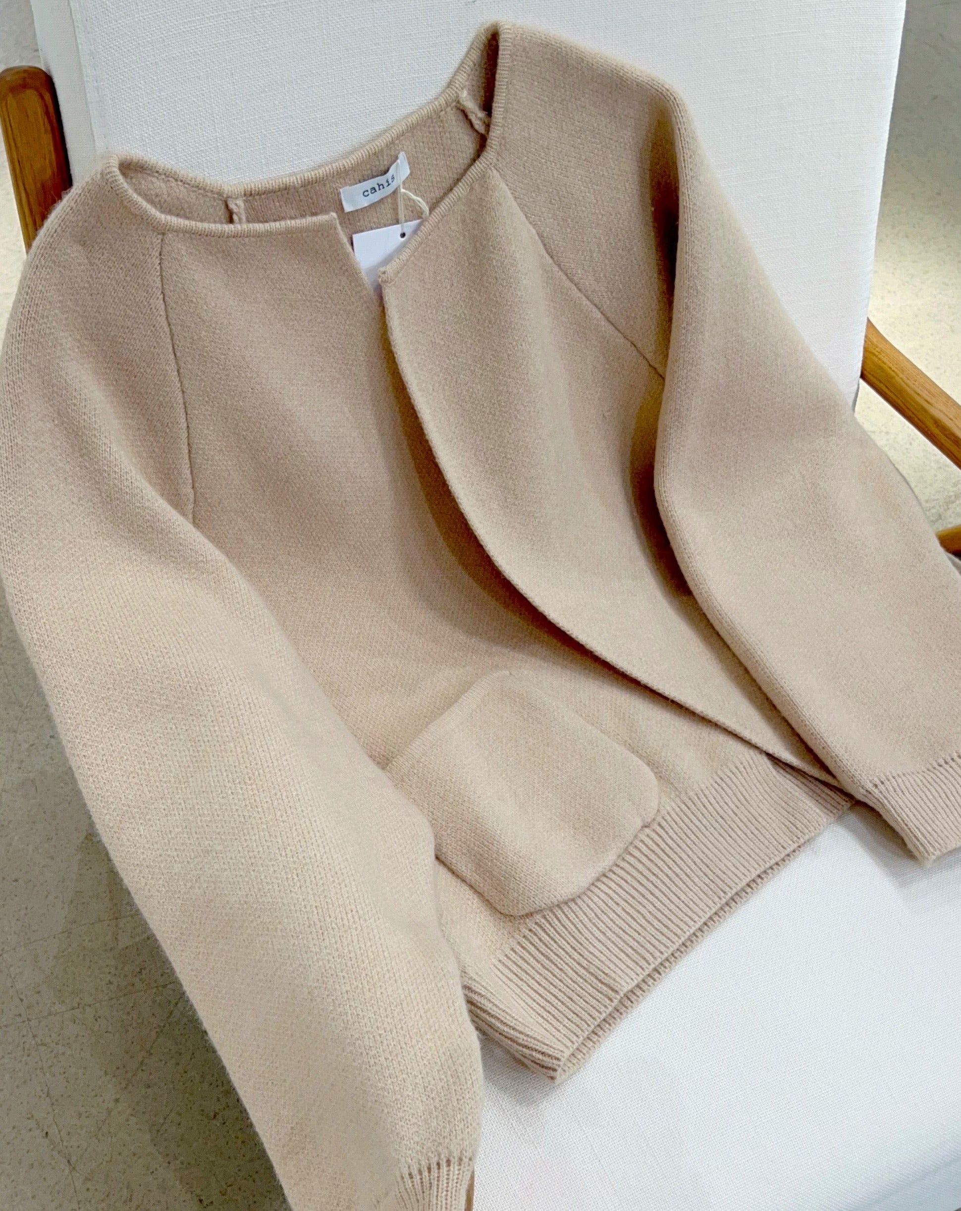 Knitted open front jacket