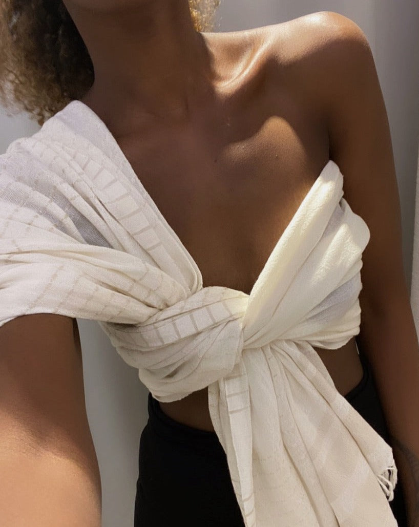 Aira fouta towel- Ivory Stripe