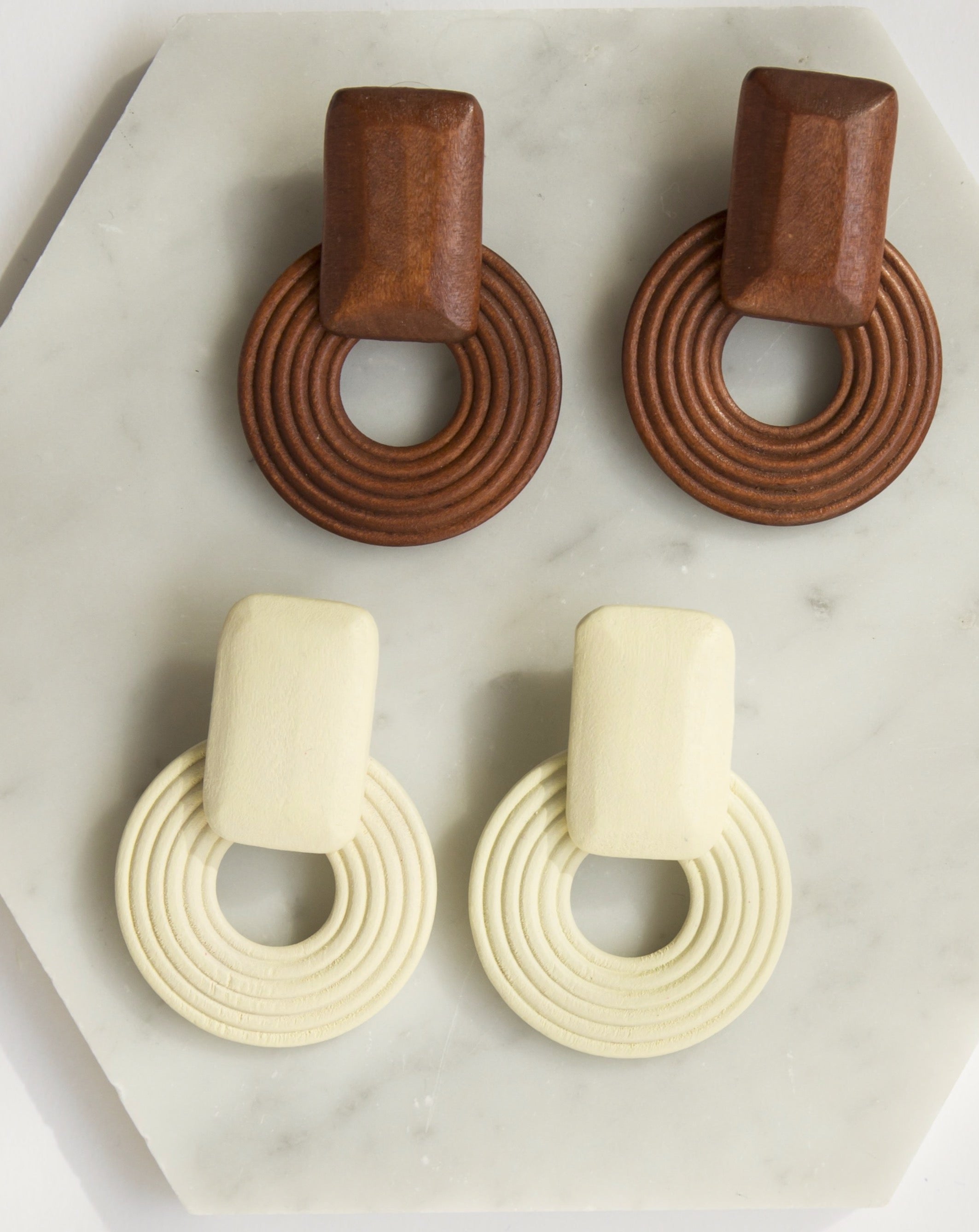 Handcrafted wood earring