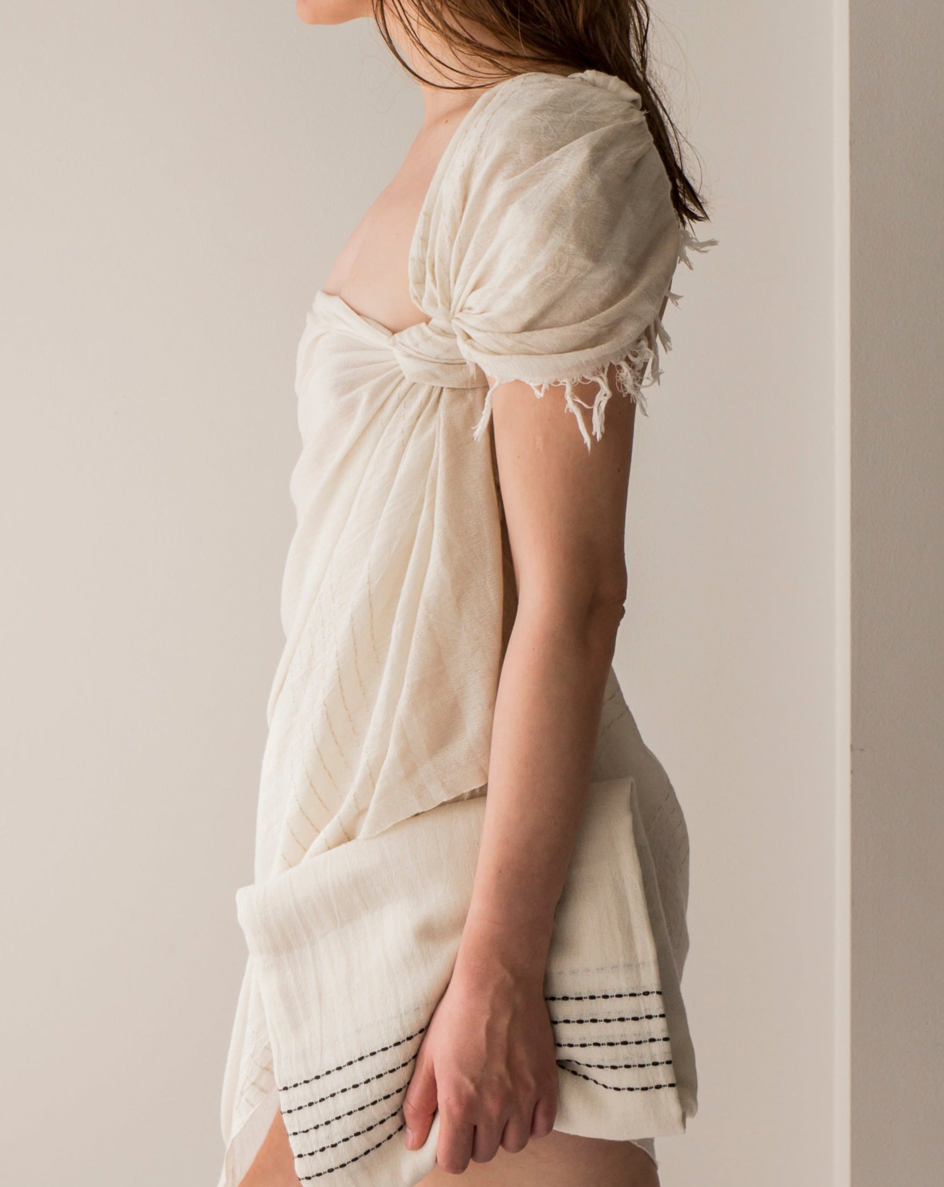 Aira fouta towel- Ivory Stripe