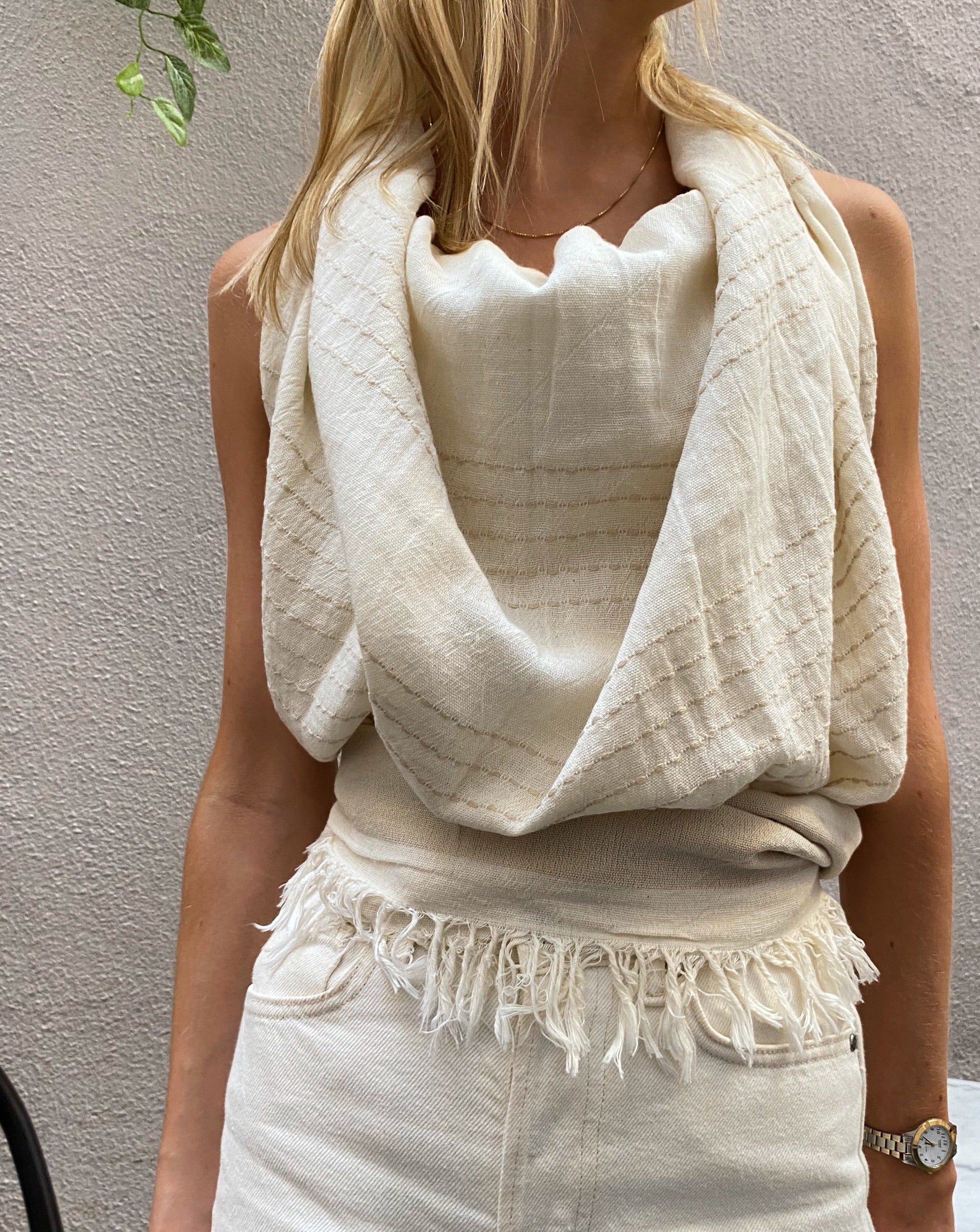 Aira fouta towel- Ivory Stripe