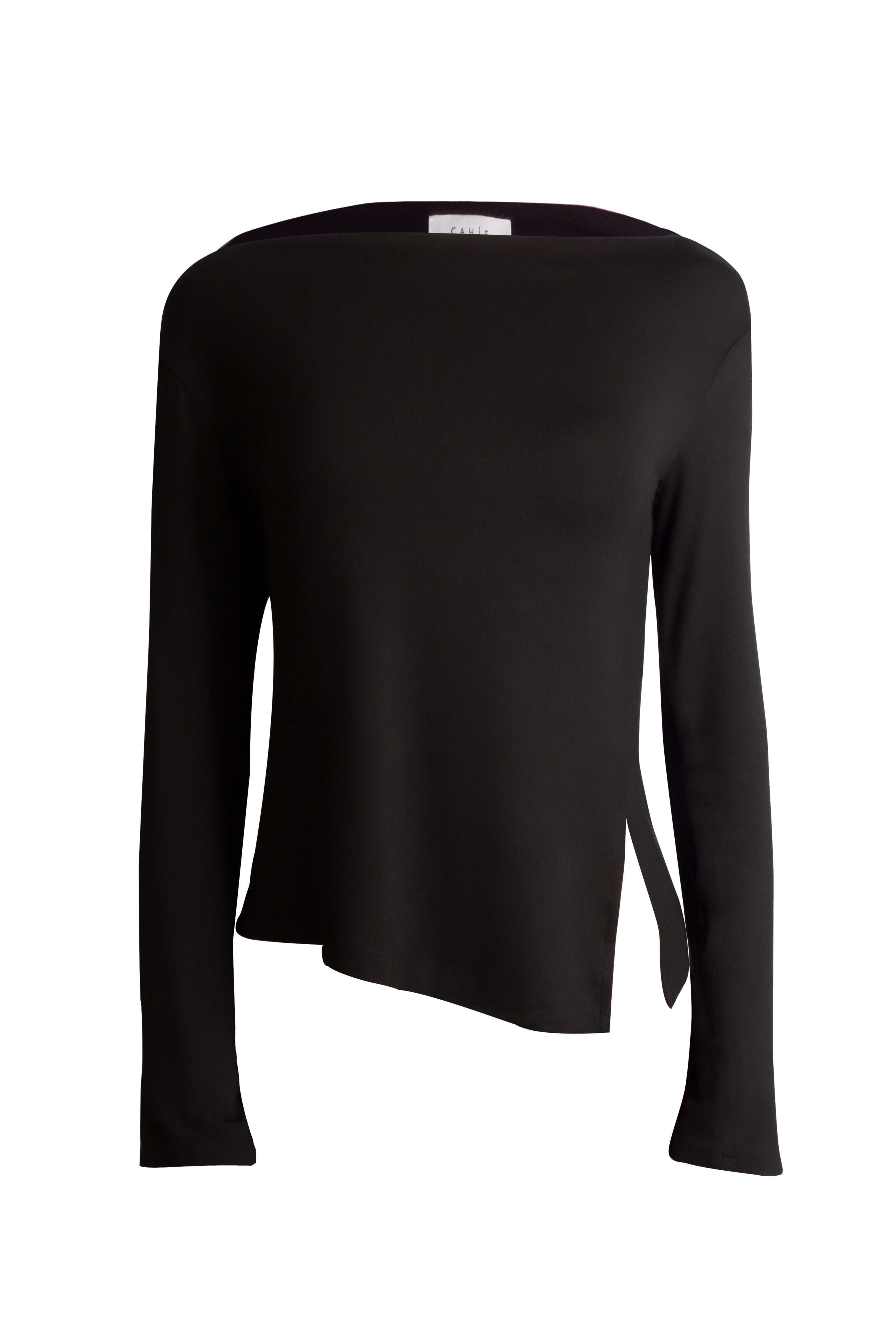 Bamboo slit boat neck - Black
