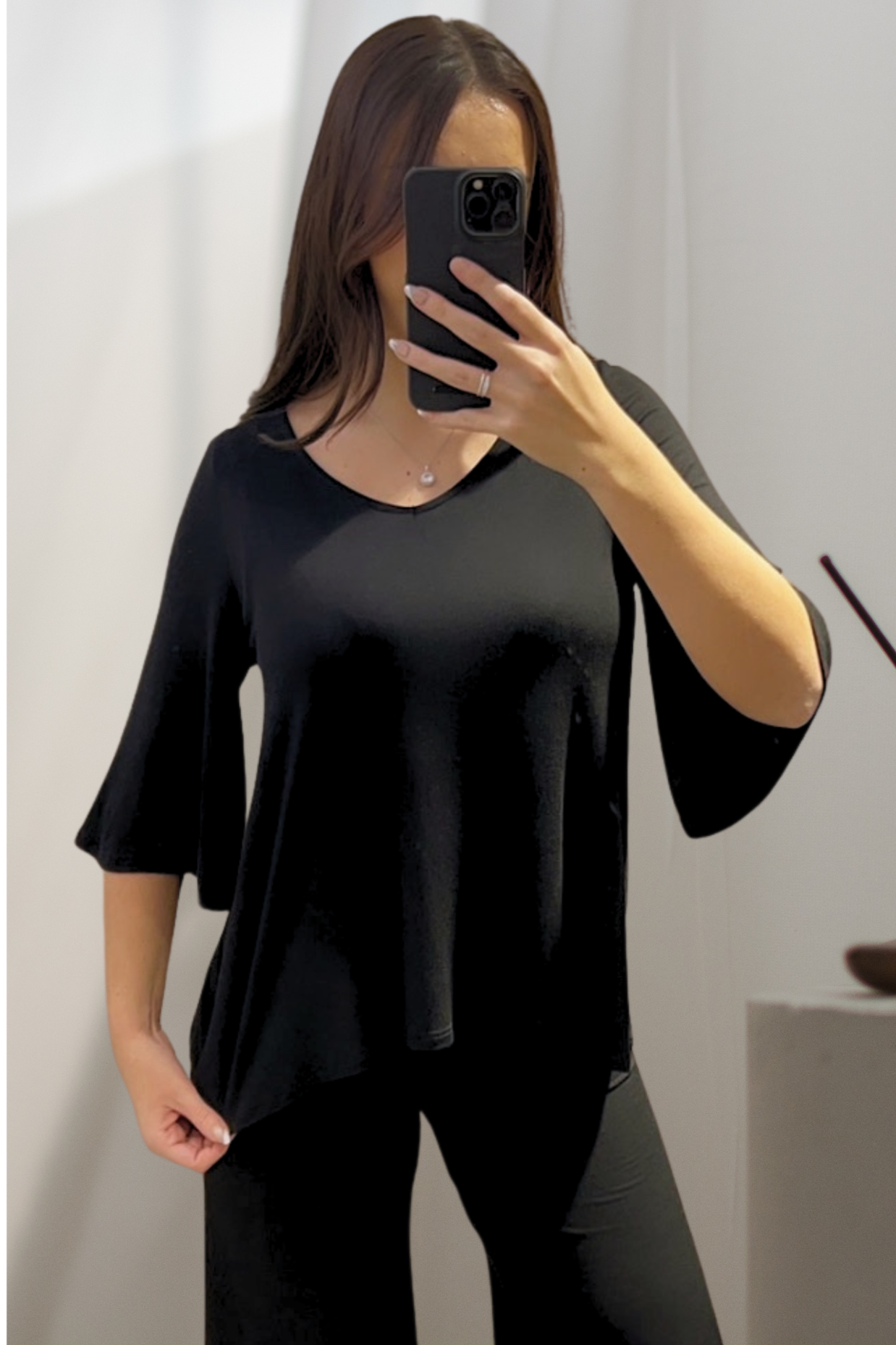 Bamboo flared blouse - Black