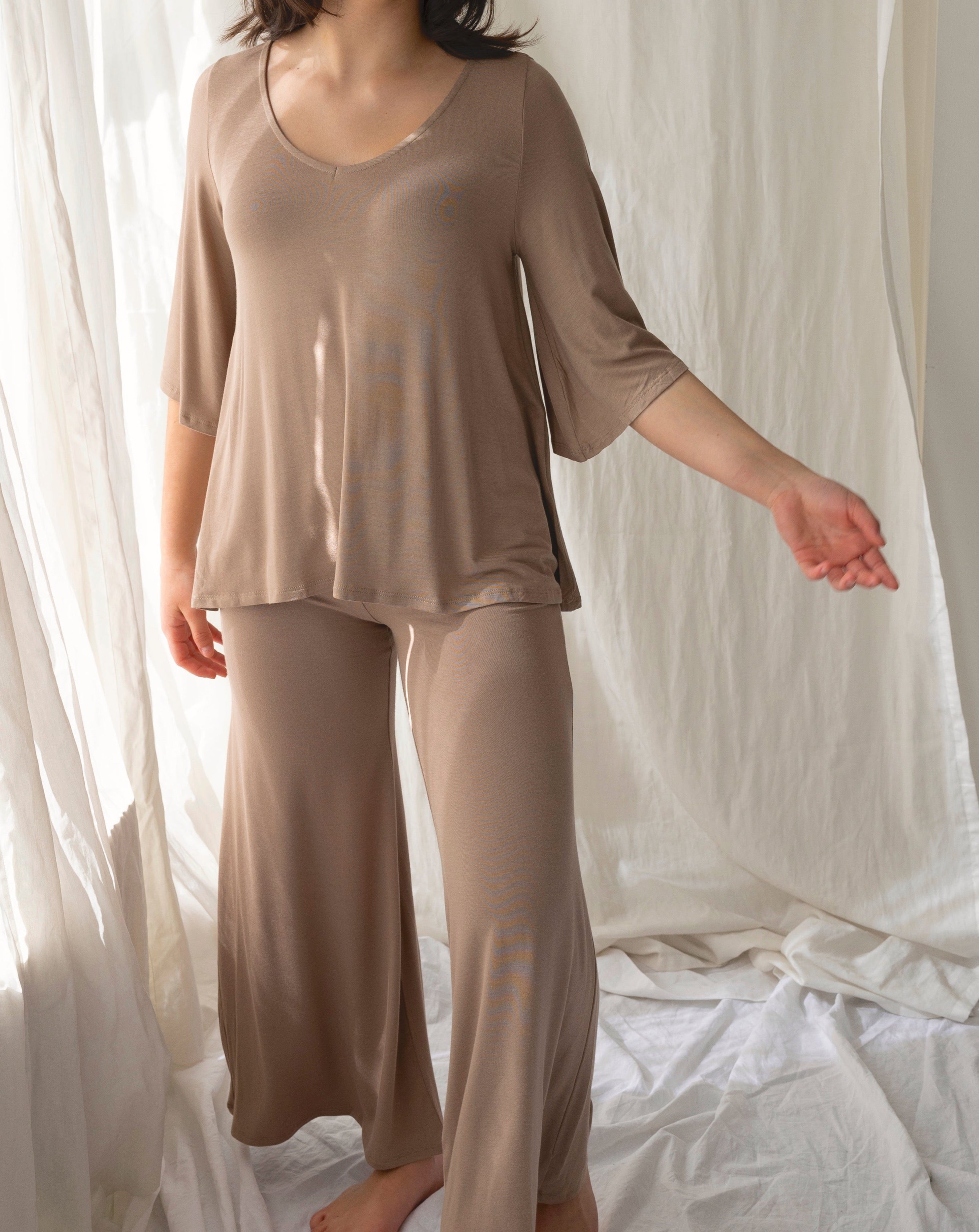 Bamboo cropped lounge pant - Mocha