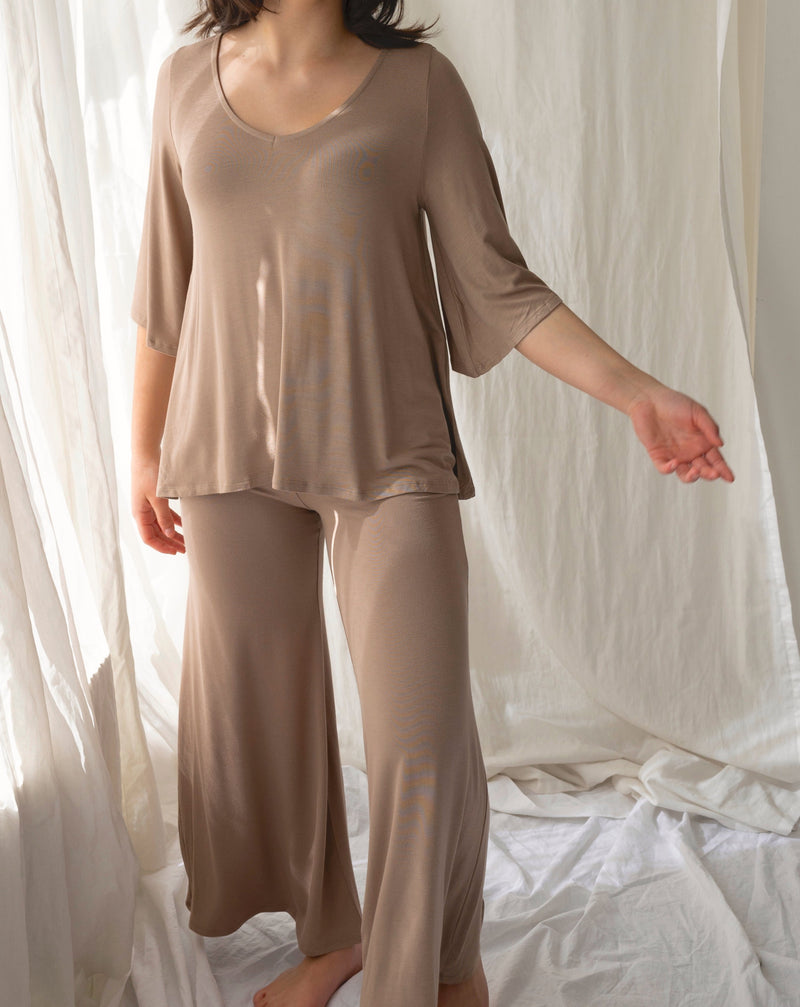 Bamboo cropped lounge pant - Mocha