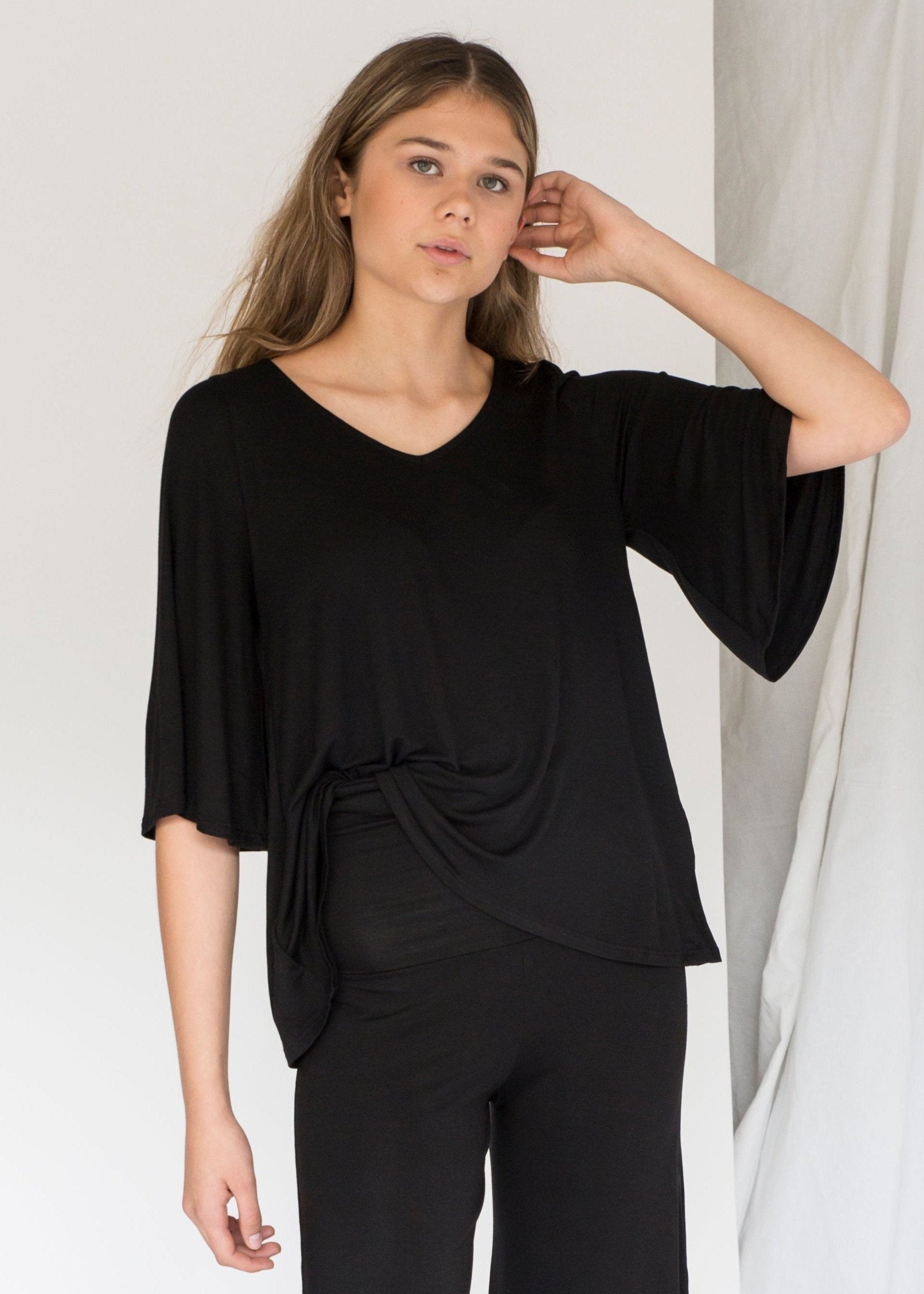 Bamboo flared blouse - Black