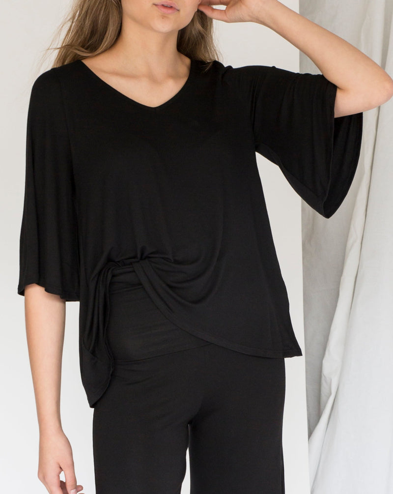 Bamboo flared blouse - Black