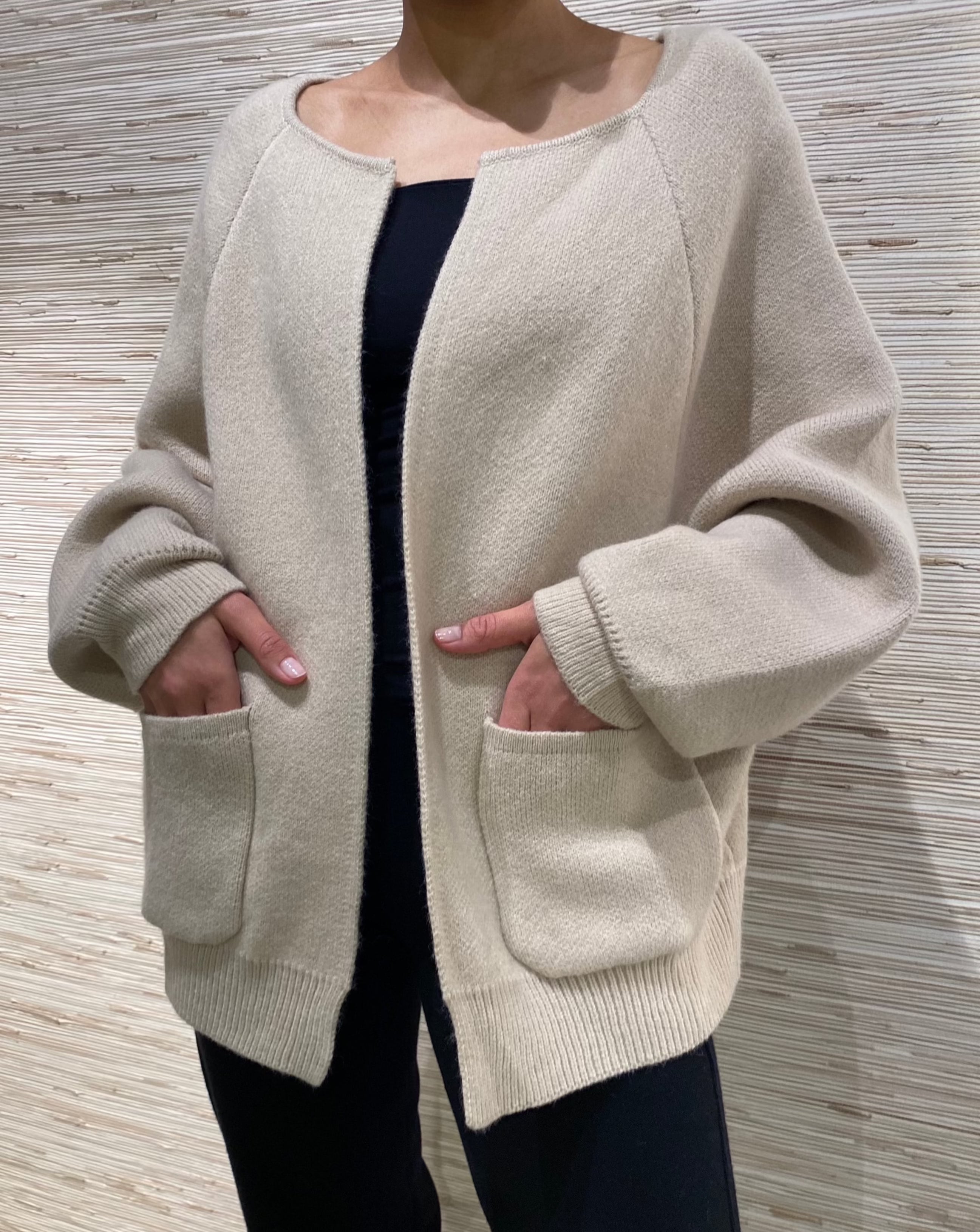 Knitted open front jacket